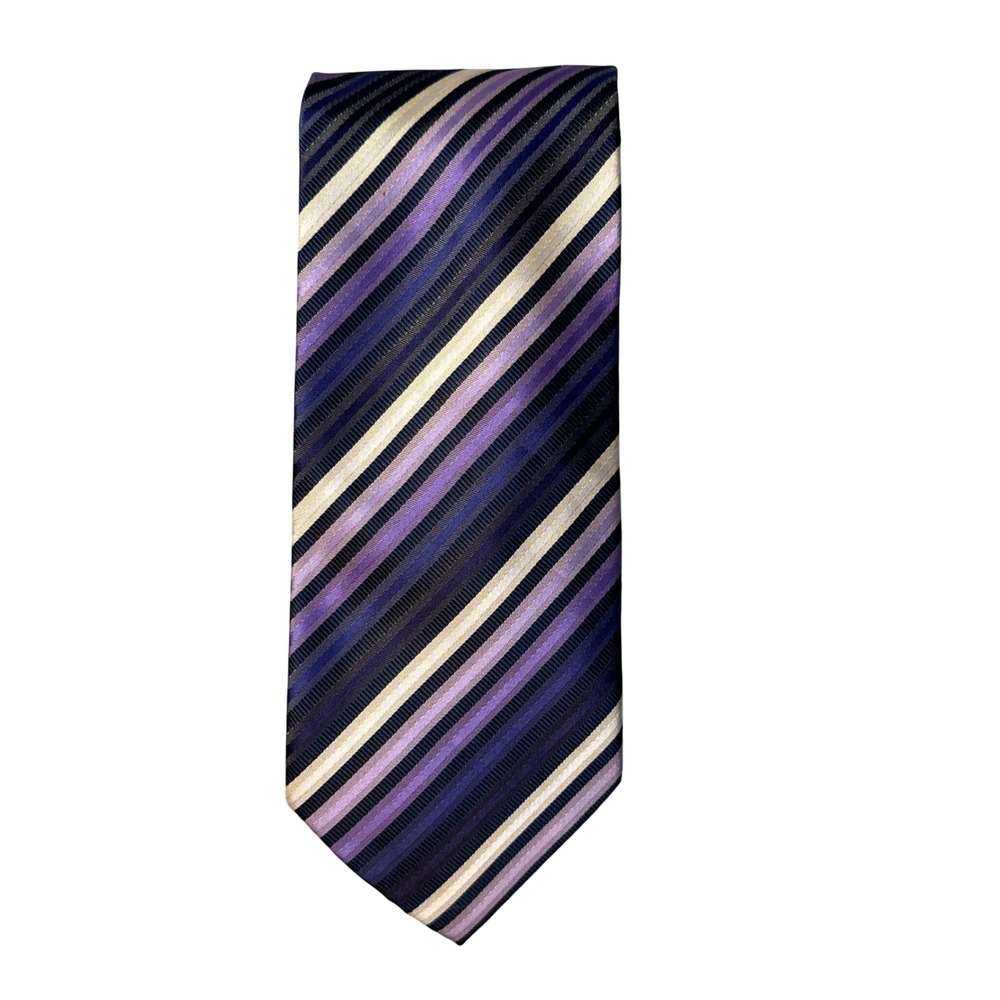 Giorgio Brutini Necktie Mens OS Purple Striped Collezione Hand Made Formal 33336
